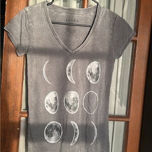 Awake Gray V-Neck Moon Phase Tee